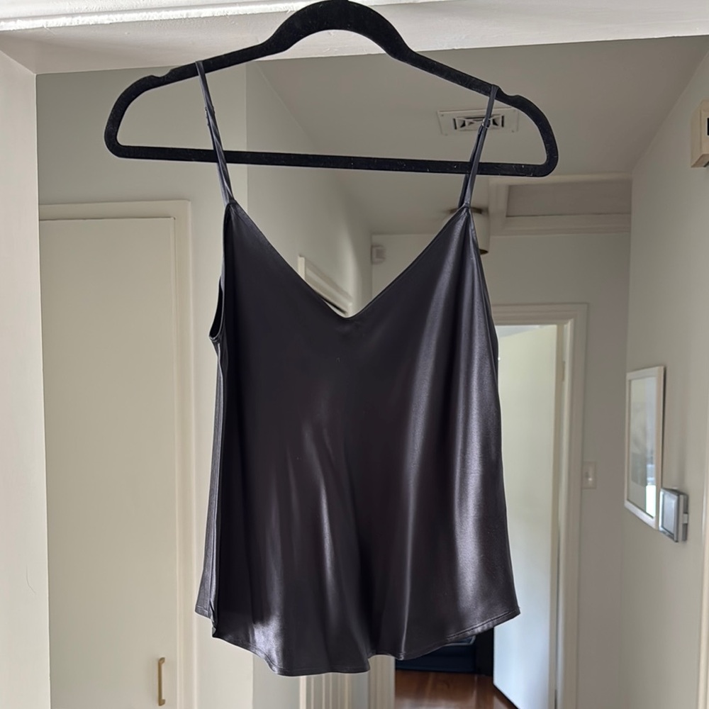 Reformation Black 100% Silk Cami Top